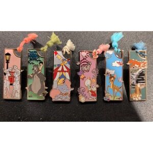 Complete Set Of 6 Disney Bookmark Tassel Enamel Pin Jungle Book (Mystery)